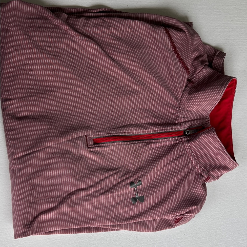 Under Armour Men's Maroon Striped Quarter-Zip Pullover